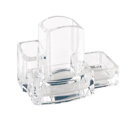 Portacancelleria con portapenne - acrilico - 15 x 10 x 9 cm - trasparente - Lebez - 1684 - 8007509016848 - 26510_1 - DMwebShop
