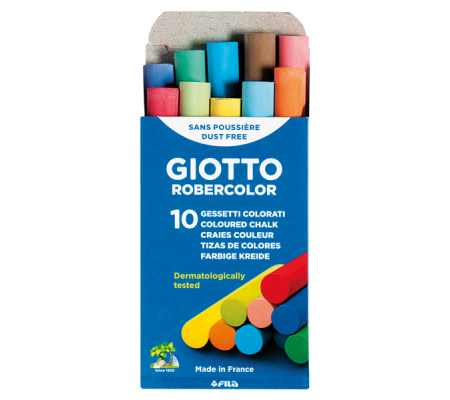Gessetti Robercolor - lunghezza 80 mm - con Ø 10 mm - colorati - Scatola 10 gessetti tondi - Giotto - 538900 - 8000825538605 - 35271_1 - DMwebShop