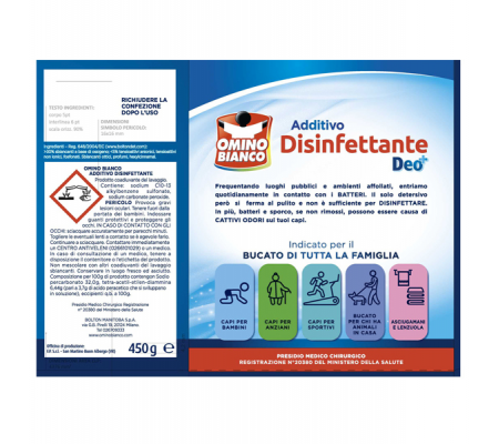 Additivo Omino Bianco disinfettante per tessuti - 450 gr - Omino Bianco - M92341 - 8004060010759 - 64304_1 - DMwebShop