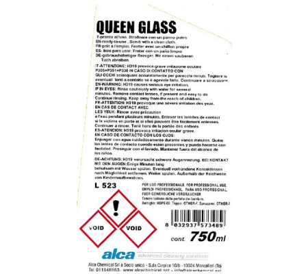 Detergente per vetri Queen Glass - profumo gradevole - trigger da 750 ml - Alca - ALC525 - 8032937573489 - 74148_1 - DMwebShop