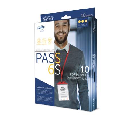 Portanome Pass 6S-P cordoncino nero - 10 x 15 cm (A6) trasparente neutro - conf. 10 pezzi - Sei Rota - 31841600 - 8004972025216 - 80276_1 - DMwebShop