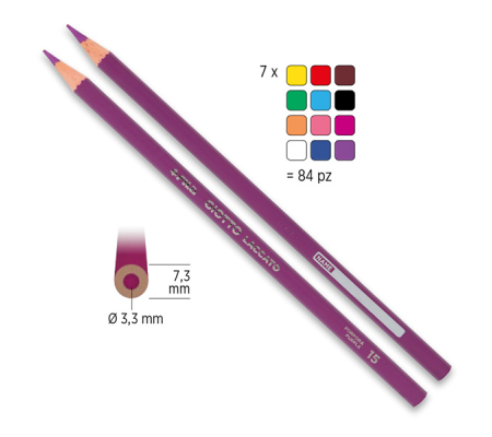 Pastelli - laccato - Ø mina 3,8 mm - colori assortiti - barattolo 84 pezzi - Giotto - 52010000 - 8000825519307 - 40455_1 - DMwebShop
