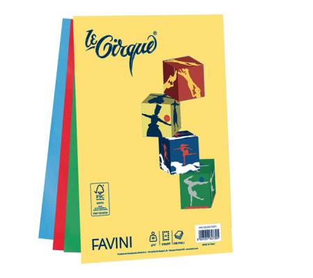 Carta Le Cirque - A4 - 80 gr - mix 4 colori intensi - conf. 200 fogli - Favini - A71X404 - 8007057627107 - 61656_1 - DMwebShop