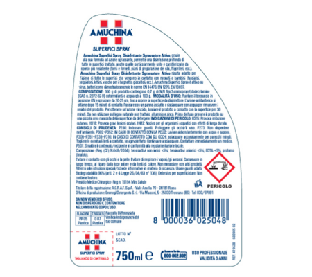 Superifici Spray Multiuso battericida e virucida - 750 ml - Amuchina Professional - 419628 - 8000036025048 - 91201_2 - DMwebShop