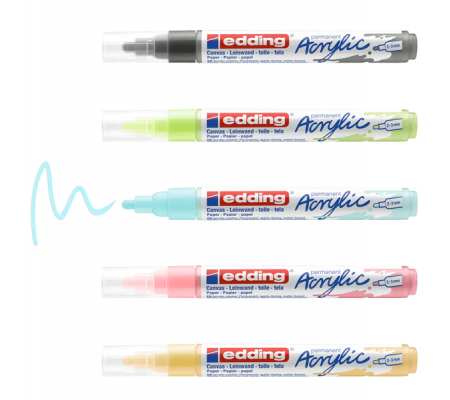 Marcatore permanente acrilico 5100 Medium Pastel - colori assortiti - conf. 5 pezzi - Edding - 4-5100-5-099 - 93370_1 - DMwebShop