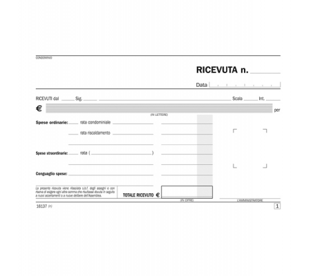 Blocco ricevute condominio - 50-50 copie autoricalcanti - 16,8 x 10 cm - Data Ufficio - DU161370000 - 90877_1 - DMwebShop