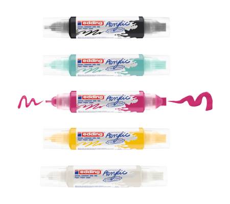 Marcatore permanente acrilico 5400 3D Double Liner - colori assortiti - conf. 5 pezzi - Edding - 4-5400-5 - 4057305030993 - 93364_1 - DMwebShop