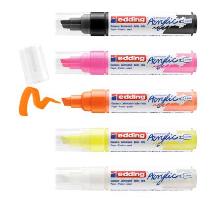 Marcatore permanente acrilico 5000 Broad Neon - colori assortiti - conf. 5 pezzi - Edding - 4-5000-5 - 4057305030849 - 93366_1 - DMwebShop