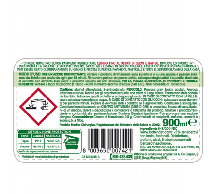 Pavimenti disinfettante - limone - 900 ml - Citrosil - M2804 - 8003650007421 - 86244_1 - DMwebShop