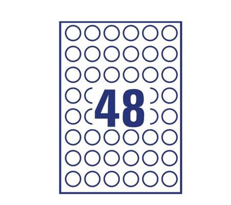 Etichette adesive L4850REV - carta bianca - rimovibile - Ø 25 mm - 48 etic. Per foglio - conf. 25 fogli A4 - Avery - L4850REV-25 - 5014702134128 - 91778_1 - DMwebShop