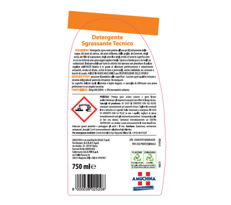 Detergente sgrassante tecnico - 750 ml - Amuchina Professional - 419768 - 8000036025208 - 91755_1 - DMwebShop