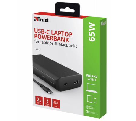 Powerbank Laro - per laptop fino a 65 W - USB-C da 65 W - Trust - 23892 - 8713439238921 - 93720_4 - DMwebShop