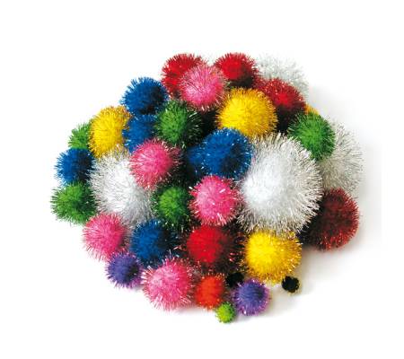 Pompons Lame' - 7 - 28 mm - colori assortiti - conf. 40 pezzi - Deco - 10961 - 8004957109610 - 93949_1 - DMwebShop