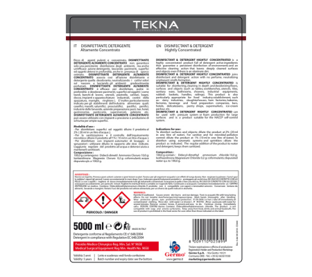 Disinfettante detergente - per superfici - super concentrato - 5 lt - Tekna - k008 - 8009110025899 - 95909_2 - DMwebShop