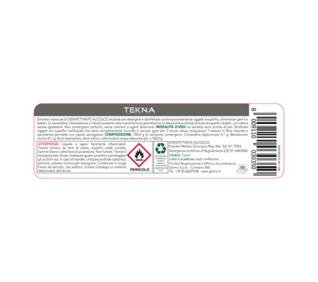 Salviette disinfettanti per superfici - 50 pezzi - Tekna - k026 - 8009110030350 - 95919_2 - DMwebShop