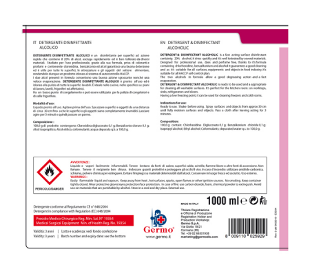 Disinfettante detergente alcolico - senza profumo - 1 lt - Tekna - K011 - 8009110025929 - 95920_2 - DMwebShop