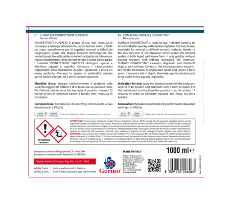 Detergente disinfettante Climacare - pronto alluso - 1 lt - Tekna - K020 - 8009110026063 - 95924_2 - DMwebShop