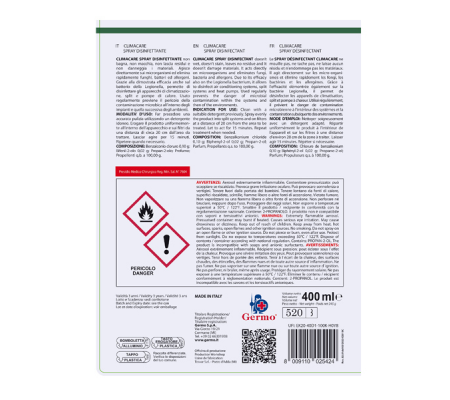 Spray disinfettante climacare - 400 ml - Tekna - S502 - 8009110025424 - 95925_2 - DMwebShop