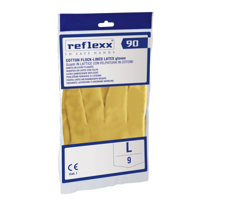 Coppia di guanti in lattice felpato R90 - tg L - giallo - Reflexx - R90/L - 8032891631546 - 96935_1 - DMwebShop