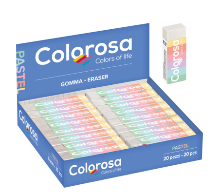 Gomma Colorosa Pastel - 6,2 x 1,2 x 2,2 cm - vinile - conf. 20 pezzi - Ri.plast - 360119 - 8004428063960 - 96966_1 - DMwebShop