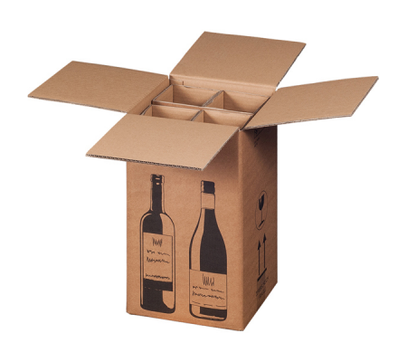 Scatola Wine Pack per 4 bottiglie - 21,2 x 20,4 x 36,8 cm - conf. 10 pezzi - Bong Packaging - 222103210 - 4250414138349 - 97527_1 - DMwebShop
