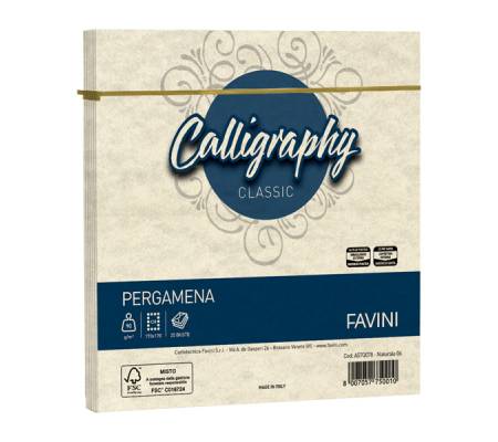 Busta Calligraphy Pergamena - 170 x 170 mm - 90 gr - naturale 06 - conf. 25 pezzi - Favini - A57Q078 - 8007057750010 - DMwebShop