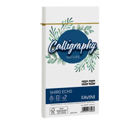 Busta Calligraphy Shiro Eco - 110 x 220 mm - 120 gr - gesso - conf. 25 pezzi - Favini - A570904 - 8007057760033 - DMwebShop