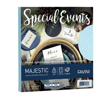 Busta Special Events - 170 x 170 mm - 120 gr - azzurro - conf. 10 buste - Favini - A57T118 - 8007057747034 - DMwebShop