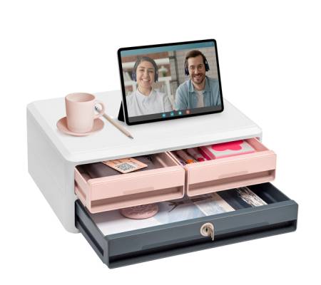 Cassettiera Moov'up 9-021S Mineral con serratura - 2 cassetti piccoli + 1 grande - 37 x 27,45 x 14,6 cm - multicolore - Cep - 1090211681 - 3462159017662 - DMwebShop