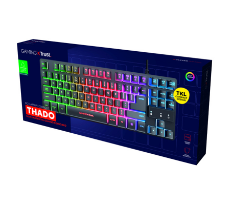 Tastiera gaming GX833 Thado - con illuminazione LED multicolore - metallo - nero - Trust - 24066 - 8713439240665 - 98470_3 - DMwebShop