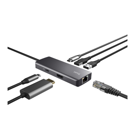 Adattatore multiporta Dalyx - USB-C 6 in 1 - alluminio-argento - Trust - 24968 - 8713439249682 - 98770_3 - DMwebShop