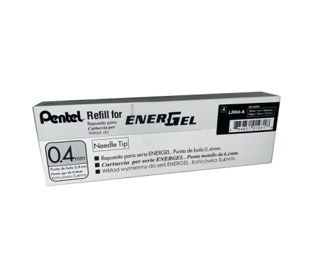 Refill Energel LRN4 - punta 0,4 mm - nero - Pentel - LRN4-AX