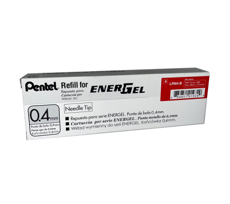 Refill Energel LRN4 - punta 0,4 mm - rosso - Pentel - LRN4-BX