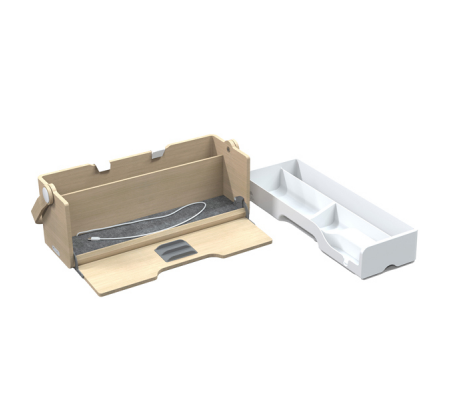 Organizer portatile da scrivania Ergobox S - 42,5 x 23 x 15 cm - legno-PET-ABS - legno-bianco-grigio - Alba - DKBOX