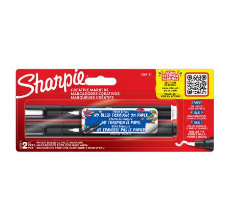 Marcatore acrilico - punta tonda - bianco-nero - conf. 2 pezzi - Sharpie - 2201181 - 3026982011817 - DMwebShop