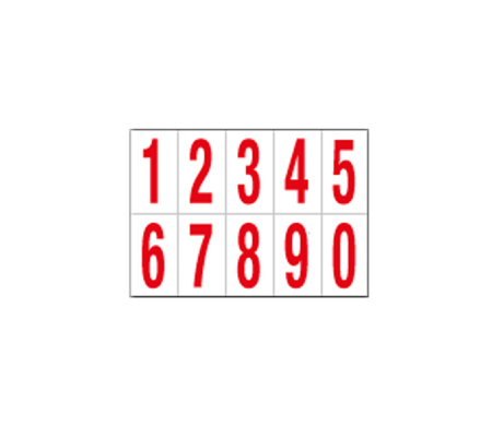 Numeri adesivi da 0 a 9 - in PVC - 70 x 124 mm - 10 etichette per foglio - 1 foglio - rosso-bianco - Cartelli Segnalatori - 916.09 - DMwebShop