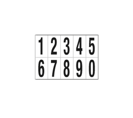 Numeri adesivi da 0 a 9 - in PVC - 70 x 124 mm - 10 etichette per foglio - 1 foglio - nero-bianco - Cartelli Segnalatori - 936.09 - DMwebShop
