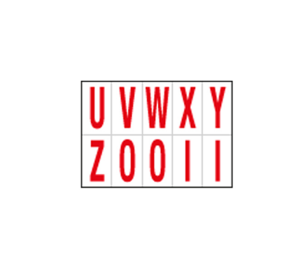 Lettere adesive da U a Z - in PVC - 56 x 99 mm - 10 etichette per foglio - 1 foglio - rosso-bianco - Cartelli Segnalatori - 915UZ - DMwebShop