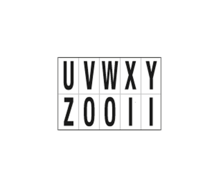Lettere adesive da U a Z - in PVC - 70 x 124 mm - 10 etichette per foglio - 1 foglio - nero-bianco - Cartelli Segnalatori - 936UZ - DMwebShop