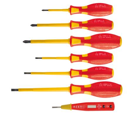 Cacciaviti isolati 1000 V - con cercafase - misure assortite - conf. 7 pezzi - Valex - 1463639 - 8004878693113 - DMwebShop