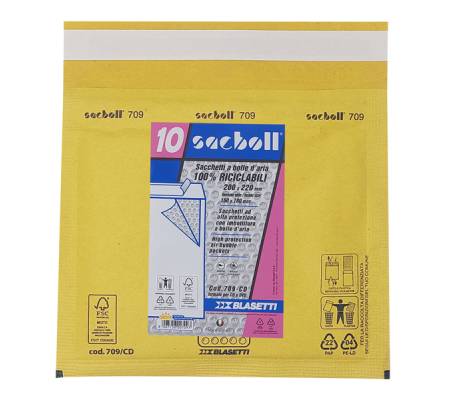 Busta imbottita Sacboll - formato CD - 20 x 22 cm - carta - avana - conf. 10 pezzi - Blasetti - 0709 - 8007758007093 - DMwebShop