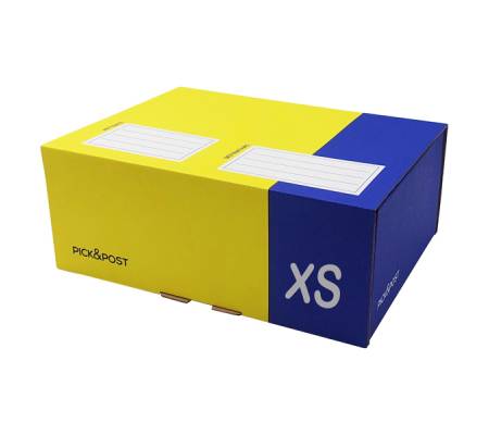 Scatola automontante per ecommerce Pick e Post - XS - 34 x 24 x 6 cm - giallo-blu - Blasetti - 0261 - 8007758026124 - DMwebShop