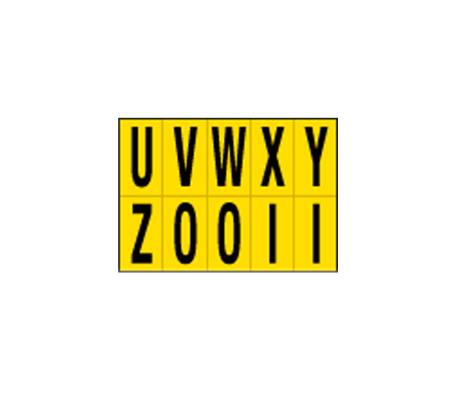 Lettere adesive da U a Z in PVC 56 x 99 mm 10 etichette per foglio 1 foglio nero giallo Cartelli Segnalatori 905UZ - 12537