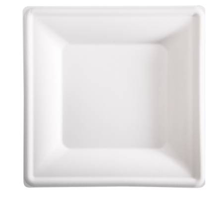 Piatto piano monouso - quadrato - 26 x 26 cm - canna da zucchero - bianco - conf. 50 pezzi - Signor Bio - BPS003BIO50B - 8055715780534 - DMwebShop