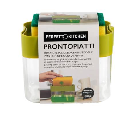 Dispenser detersivo stoviglie ProntoPiatti - con spugna abrasiva - 350 ml - Perfetto - 29118 - 8052474291189 - DMwebShop
