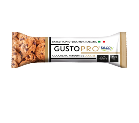 Barretta proteica GustoPro - cioccolato fondente e cookie - 40 gr - Falco - 01-0399 - 8033501516215 - DMwebShop