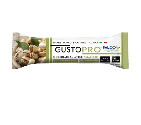 Barretta proteica GustoPro - cioccolato al latte e pistacchio - 40 gr - Falco - 01-0404 - 8033501511562 - DMwebShop
