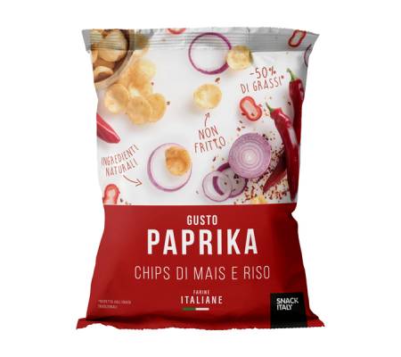 Chips di mais e riso alla paprika - 70 gr - conf. 10 pezzi - Snack Italy - A008 - 18033509630064 - DMwebShop