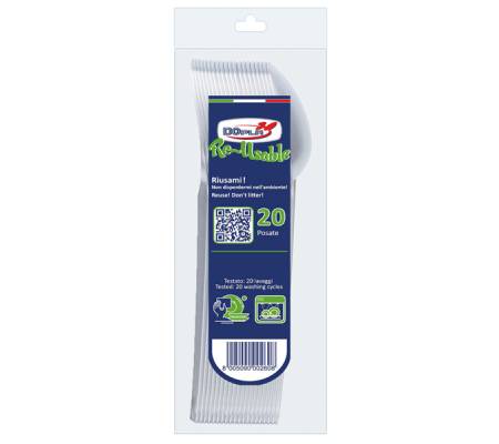 Cucchiaio compact Reuse - 18 cm - PS - trasparente - conf. 20 pezzi - Dopla - 03659 - 8005090002608 - DMwebShop