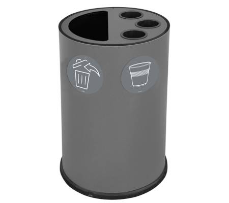 Contenitore tondo per raccolta differenziata - con divisiorio bicchieri - 50 lt - grigio - Stilcasa - 995/G - 8033630051953 - DMwebShop